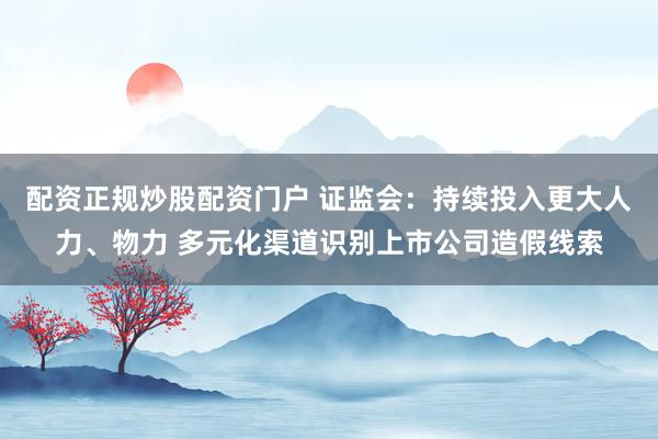 配资正规炒股配资门户 证监会：持续投入更大人力、物力 多元化渠道识别上市公司造假线索