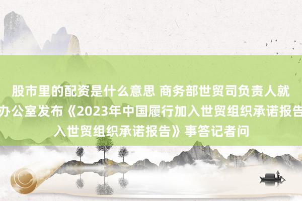 股市里的配资是什么意思 商务部世贸司负责人就美国贸易代表办公室发布《2023年中国履行加入世贸组织承诺报告》事答记者问