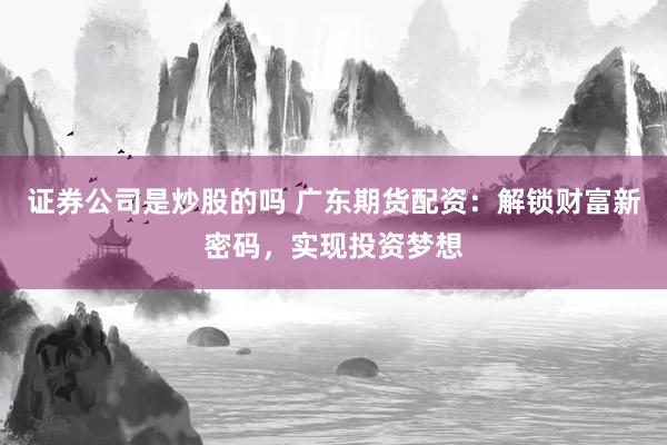 证券公司是炒股的吗 广东期货配资：解锁财富新密码，实现投资梦想