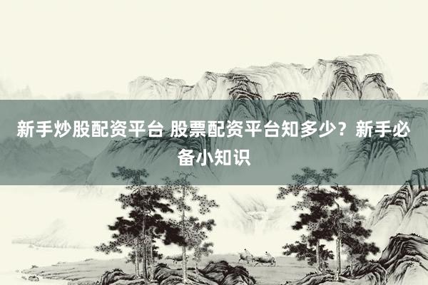 新手炒股配资平台 股票配资平台知多少？新手必备小知识