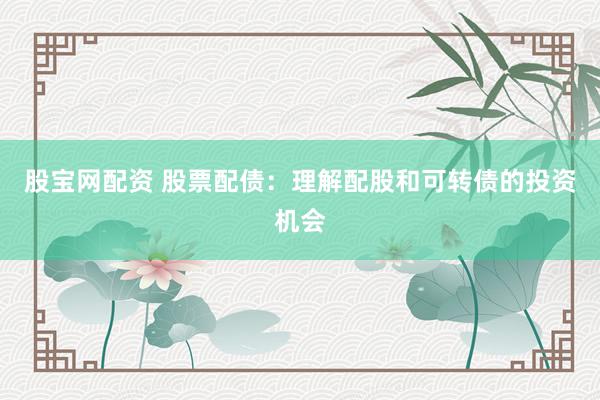 股宝网配资 股票配债：理解配股和可转债的投资机会