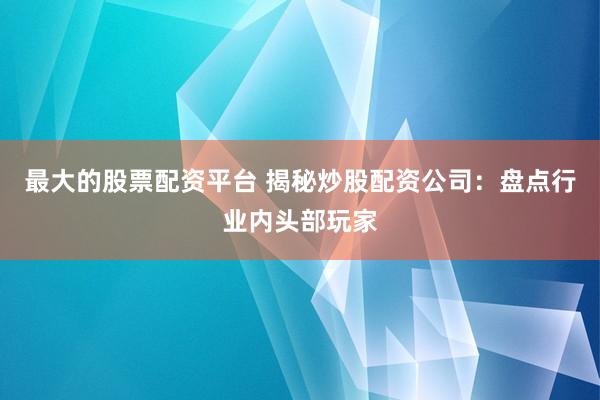 最大的股票配资平台 揭秘炒股配资公司：盘点行业内头部玩家